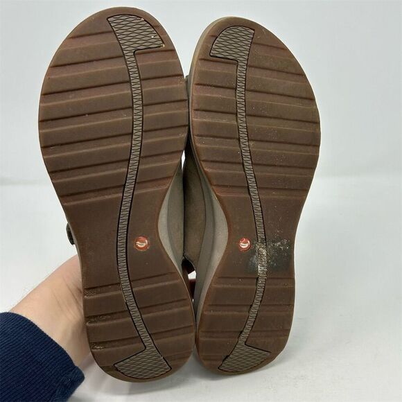 Clarks Unstructured Brown Leather Slingback Sandals Size 9 Casual Comfort - Picture 10 of 13